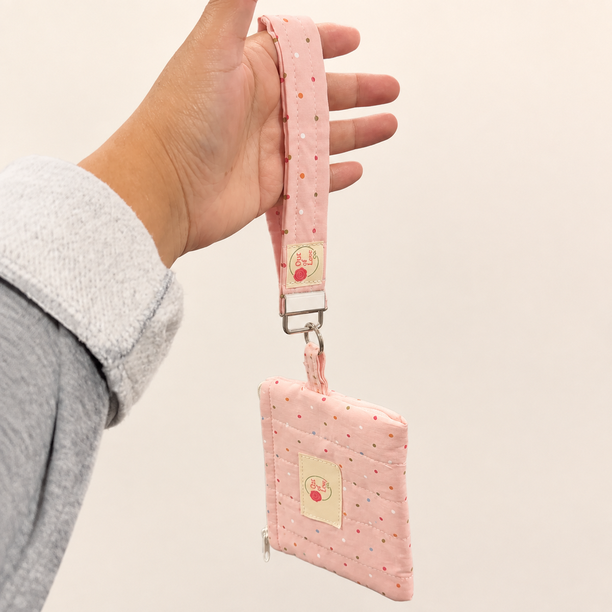 Mika Quilted Dotted Keychain Wallet & Wristlet Set.