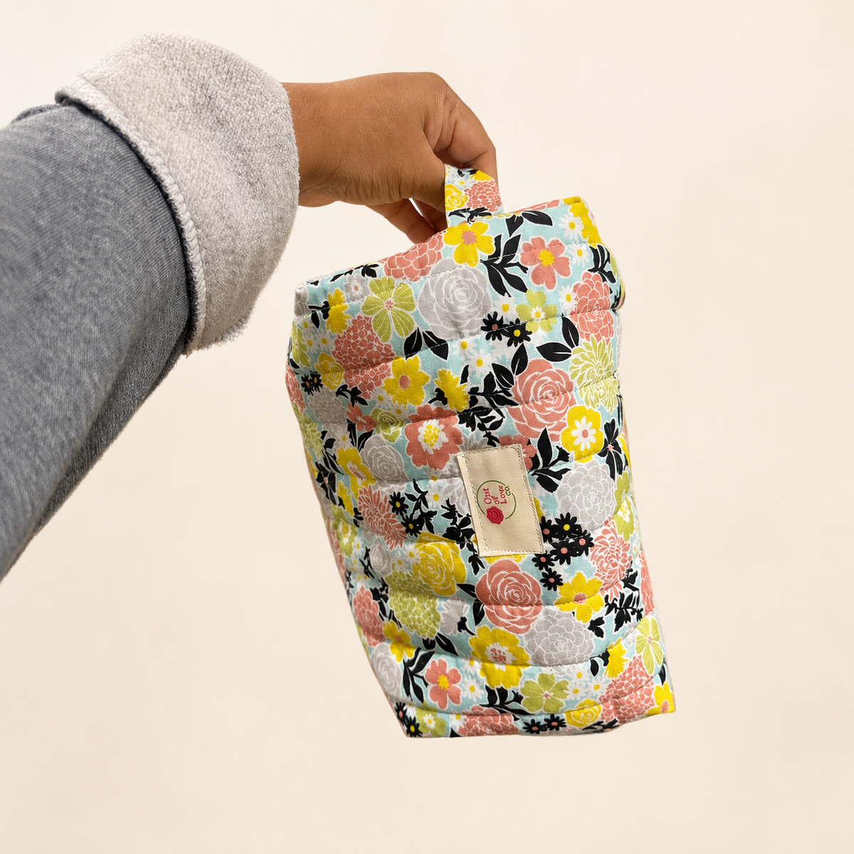 Flora Large Quilted Cosmetic Pouch