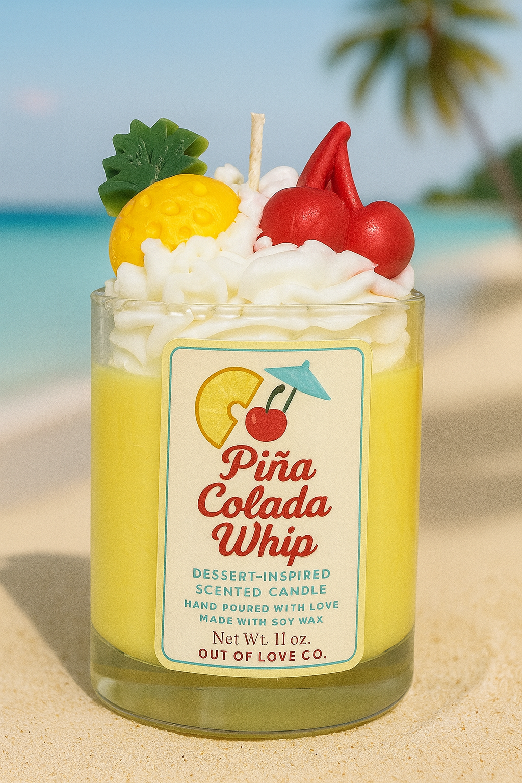 Piña colada whip -11 oz dessert candle
