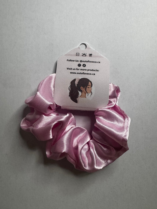 Pink Satin Scrunchie