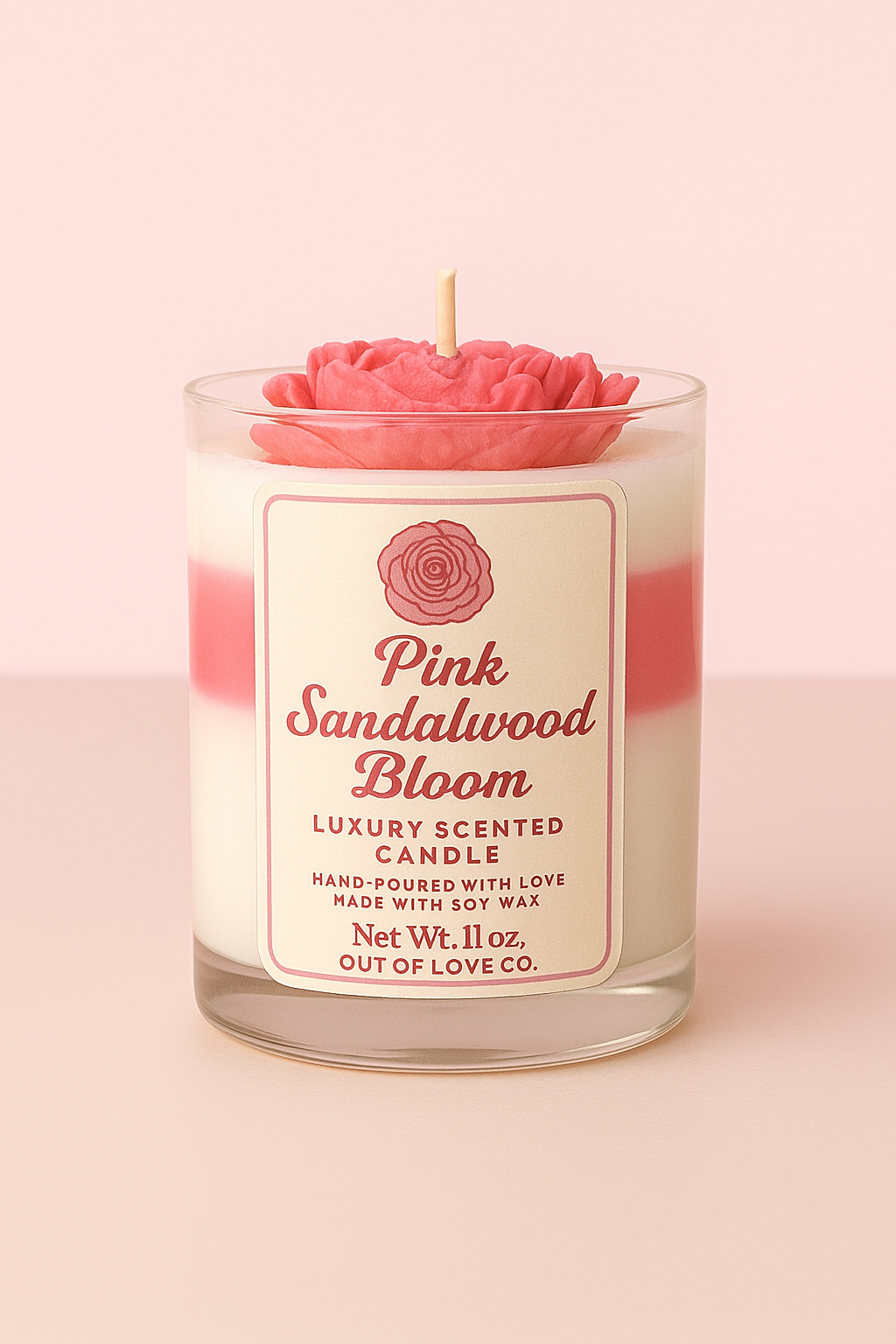 Bougie de luxe à la fleur de bois de santal rose - 11 oz