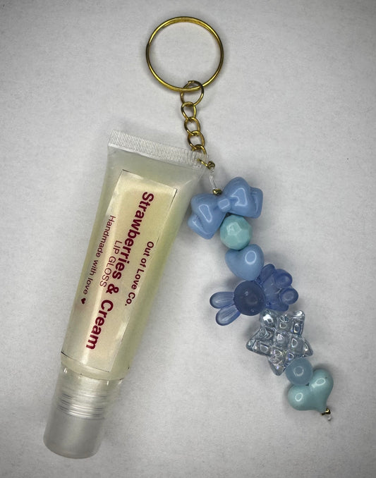Strawberries & Cream Lip Gloss Keychain