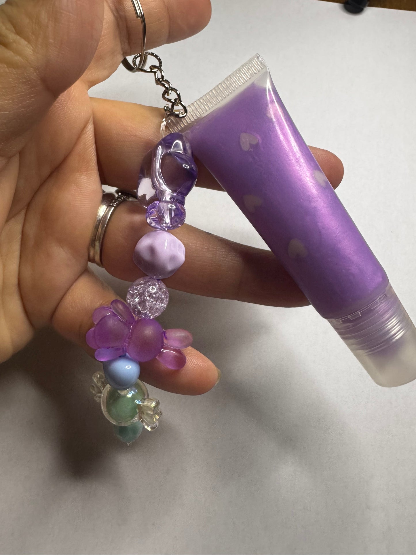 Lavender Kiss Lip Gloss Keychain