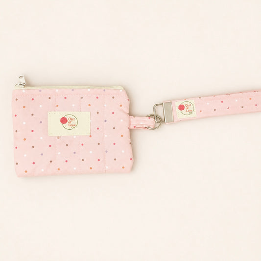 Mika Quilted Dotted Keychain Wallet & Wristlet Set.