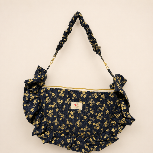Michaela Ruffled Quilted Shoulder Bag