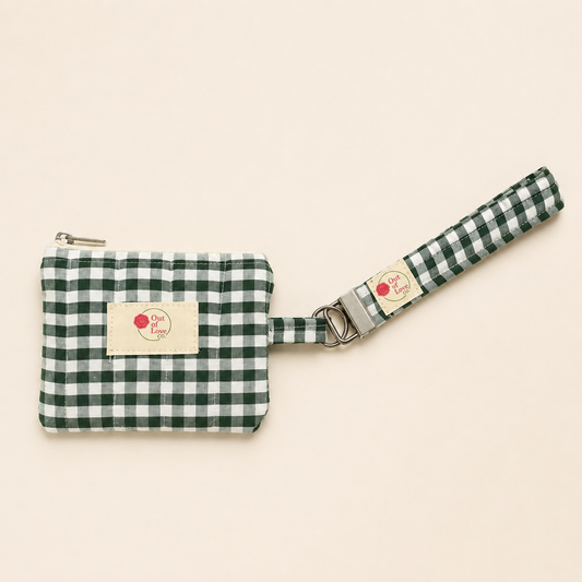 Claire Quilted Gingham Keychain Wallet & Wristlet Set
