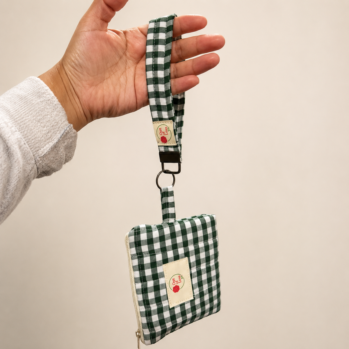 Claire Quilted Gingham Keychain Wallet & Wristlet Set