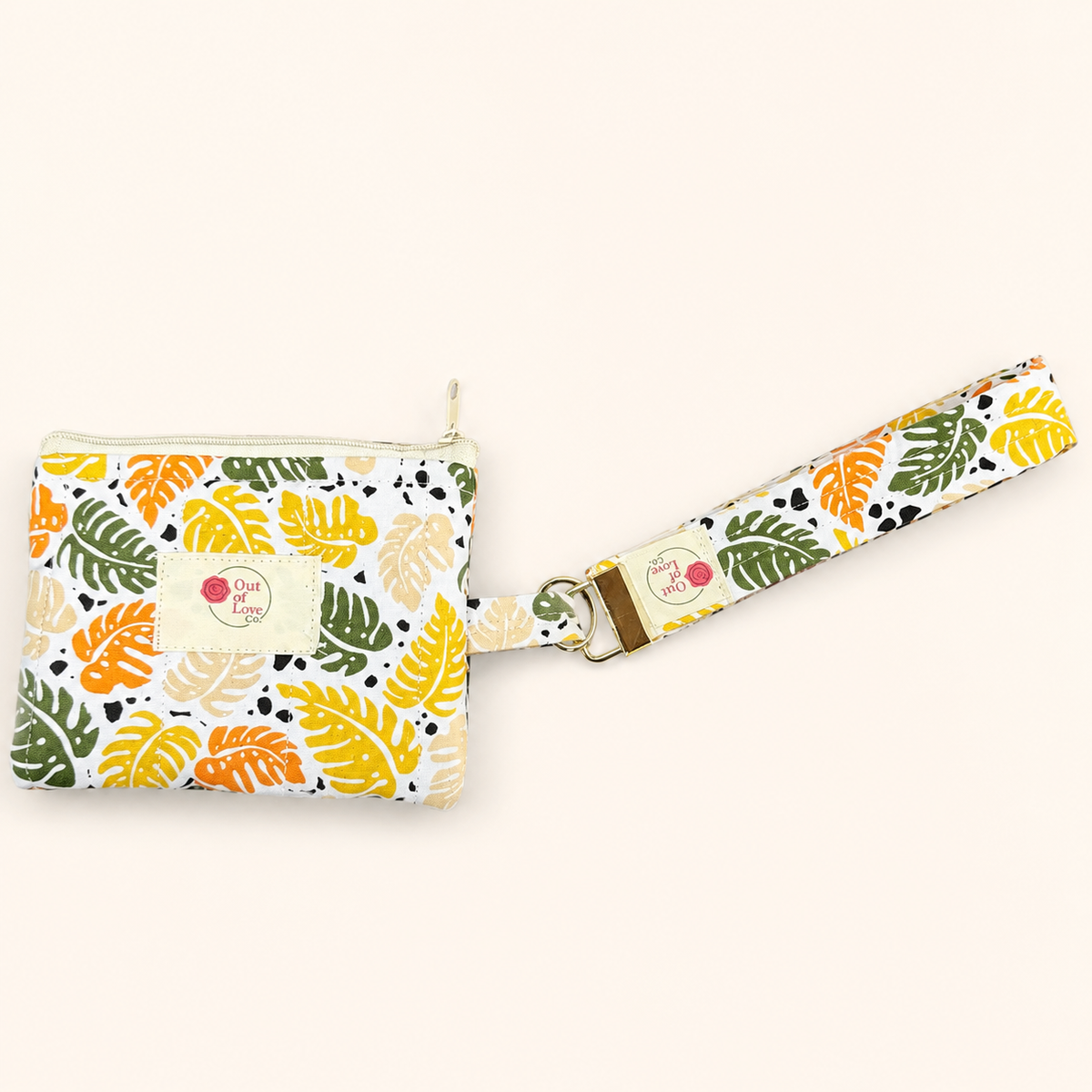 Marisol Quilted Tropical Keychain Wallet & Wristlet Set.