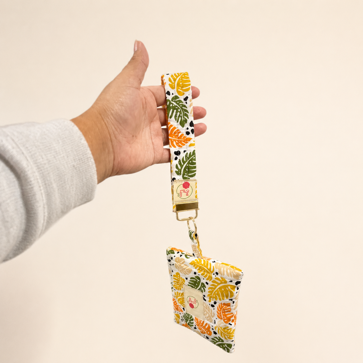 Marisol Quilted Tropical Keychain Wallet & Wristlet Set.