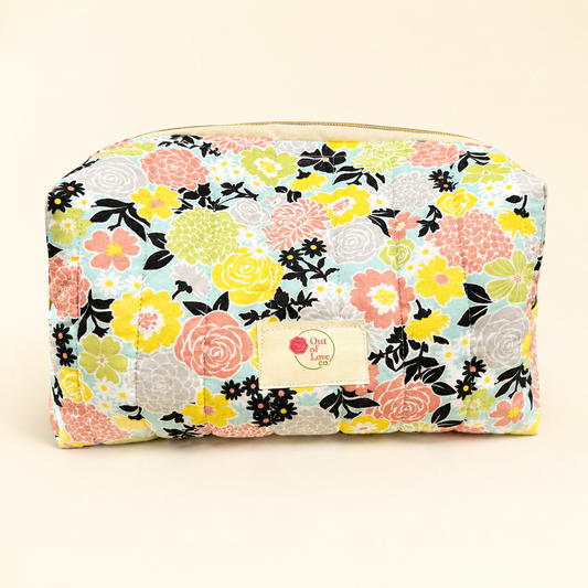 Flora Large Quilted Cosmetic Pouch