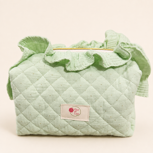 Claudia Large Ruffled Quilted Cosmetic Pouch