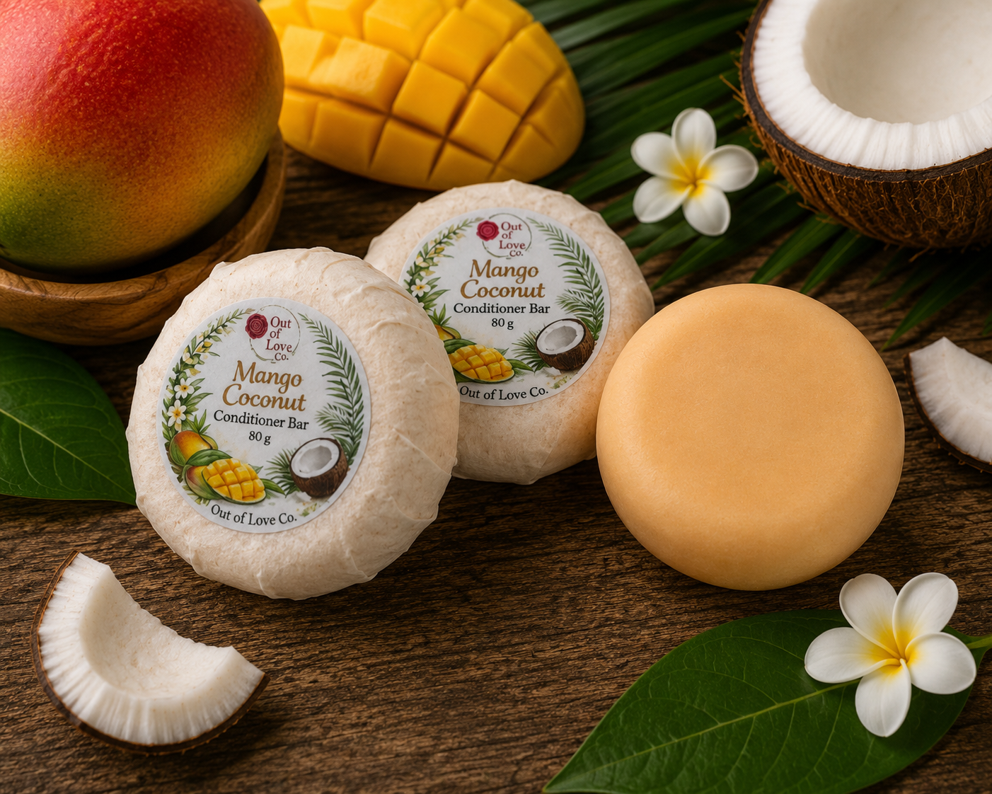 Mango Coconut Conditioner Bar for dry, damaged, or frizzy hair