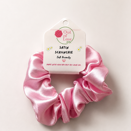 Pink Satin Scrunchie
