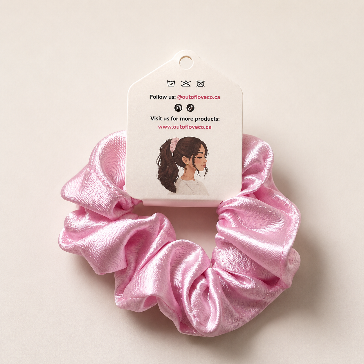 Pink Satin Scrunchie