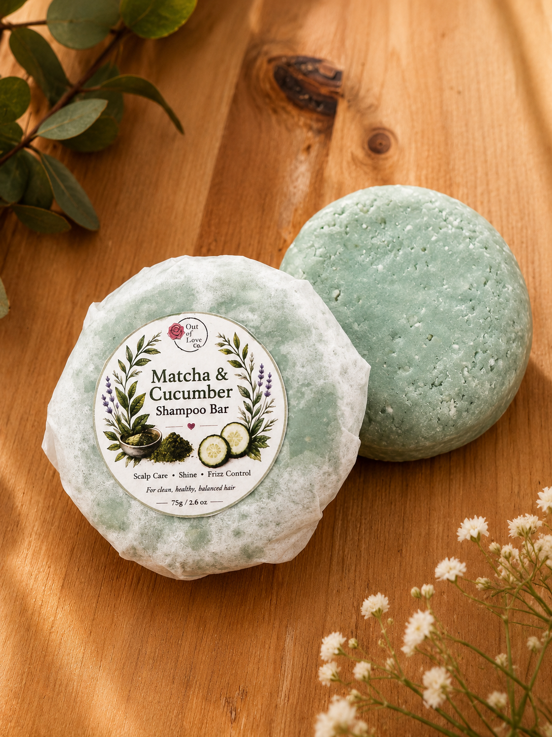 Matcha & Cucumber Shampoo Bar |Fresh Scalp & Soft Hair
